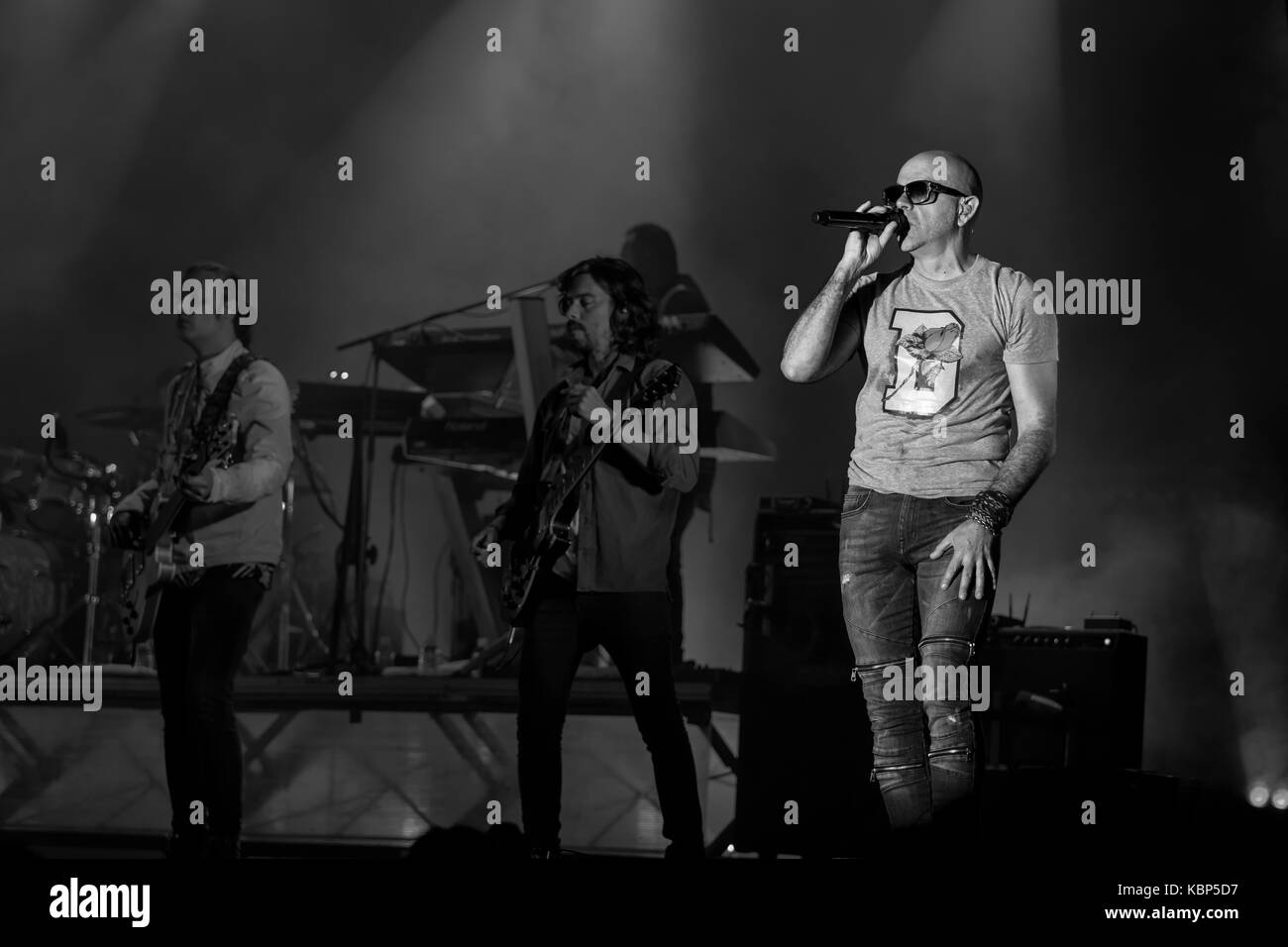 Viana do Castelo, Portugal, 15. September 2017: Künstler Pedro Abrunhosa in die Teilnahme an dem Festival Viana Bate Forte, die in Viana nahm. Stockfoto