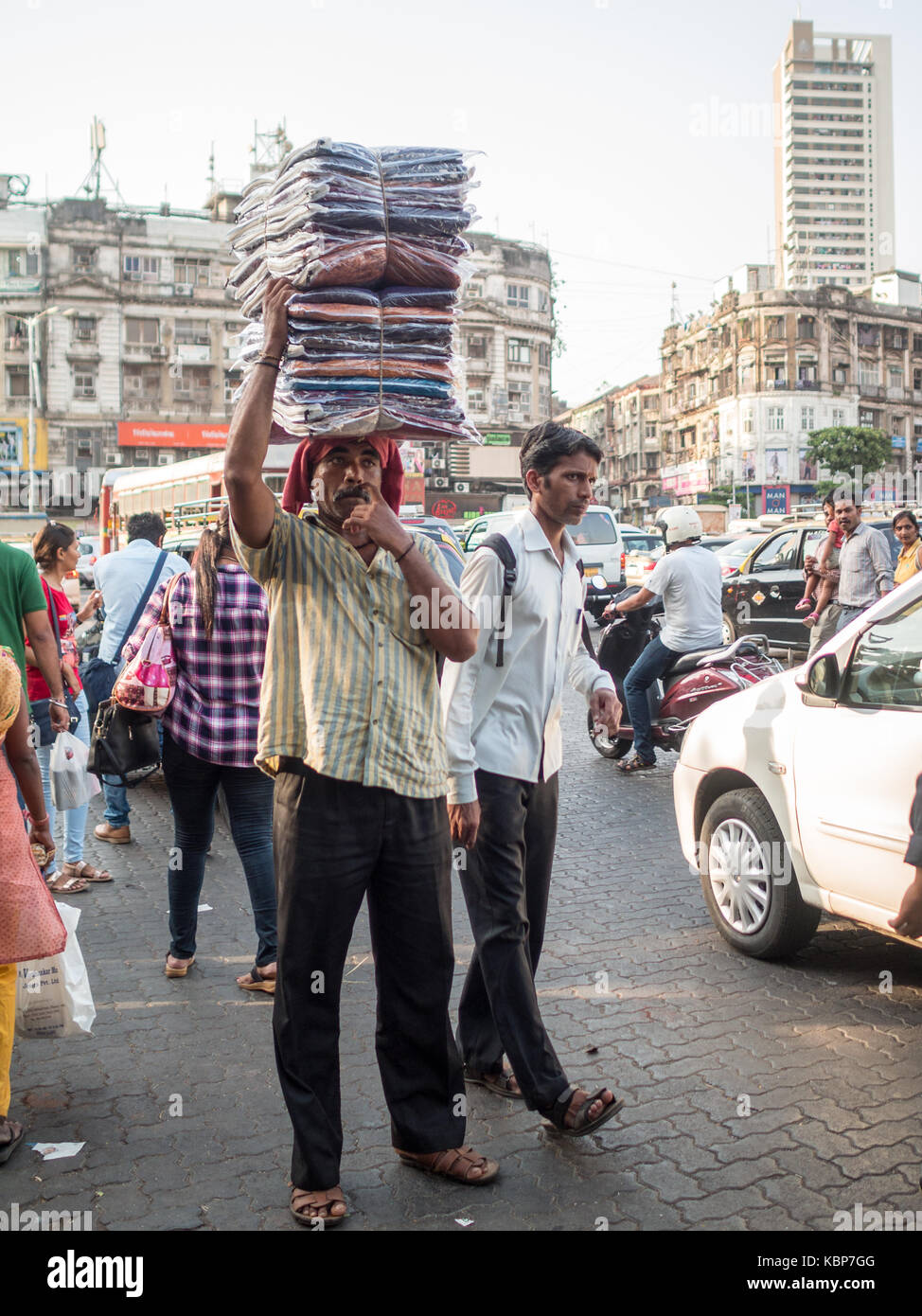 Straße Verkäufer außerhalb Crawford Market, Mumbai Stockfoto