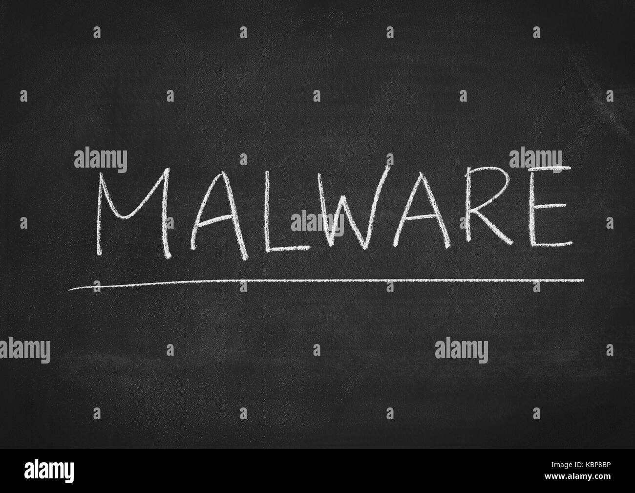Malware Konzept Wort auf einer Tafel Hintergrund Stockfoto