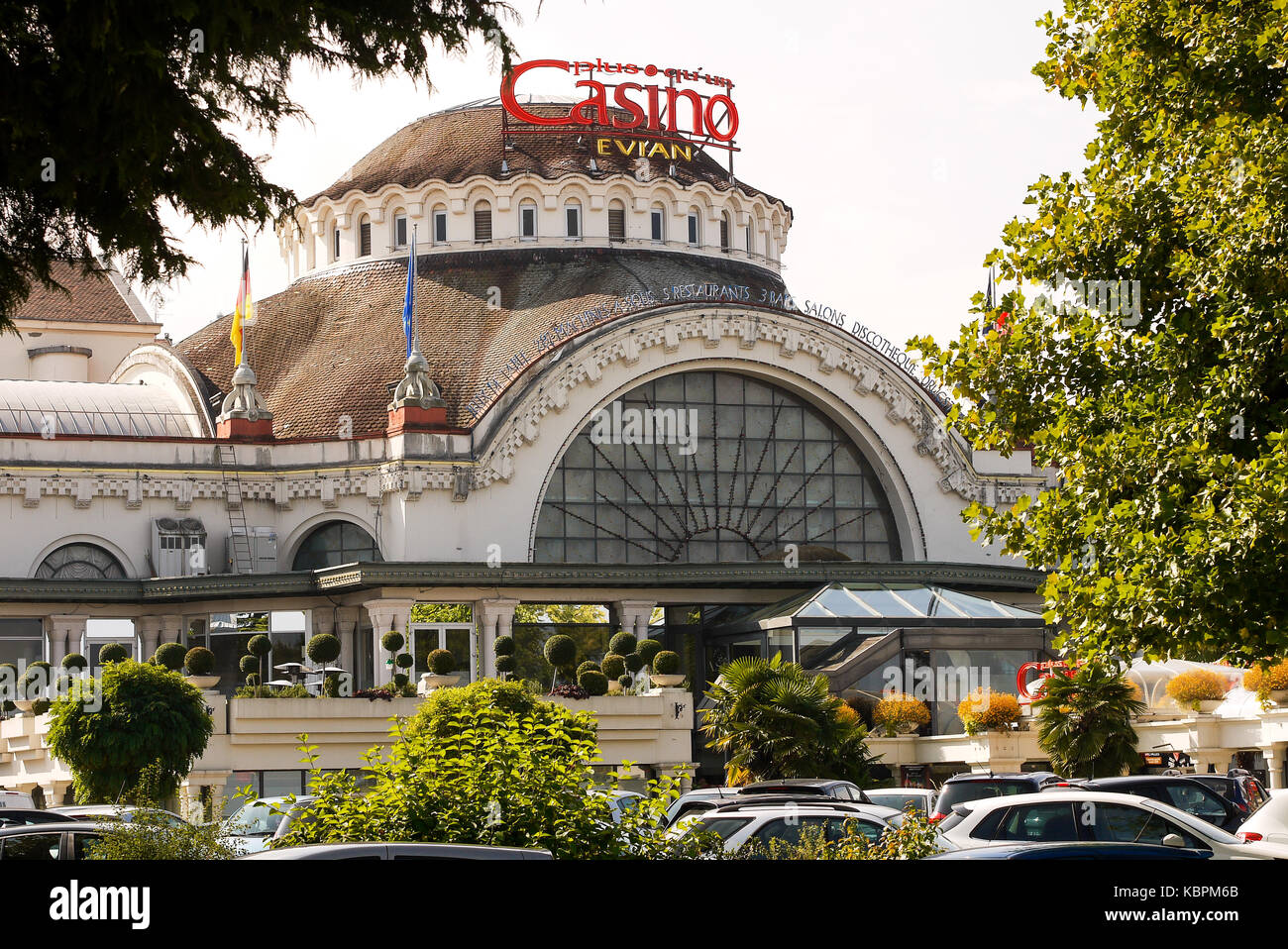 Allgemeine Ansicht, das Kasino von Evian-les-Bains, Savoyen, Frankreich Stockfoto