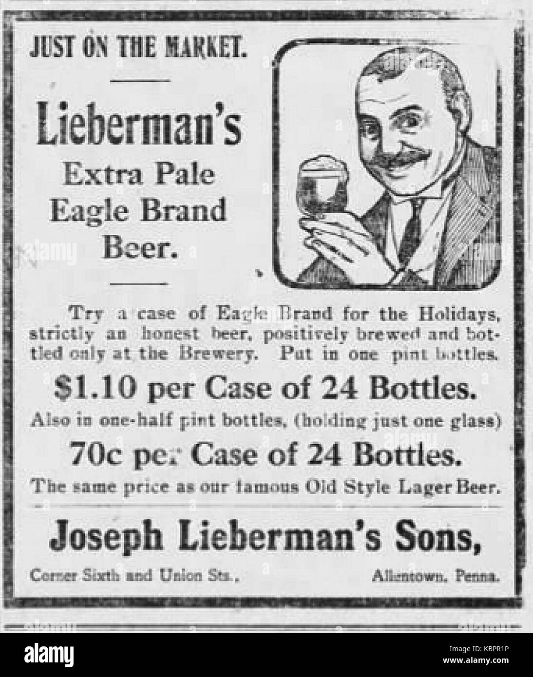 1905 Lieberman Brewing Company 28 Dez MC Allentown PA Stockfoto