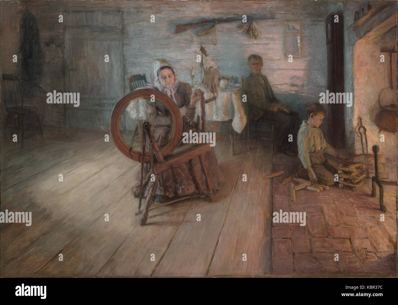 Henry Ossawa Tanner Spinning von Firelight (1894) Stockfoto