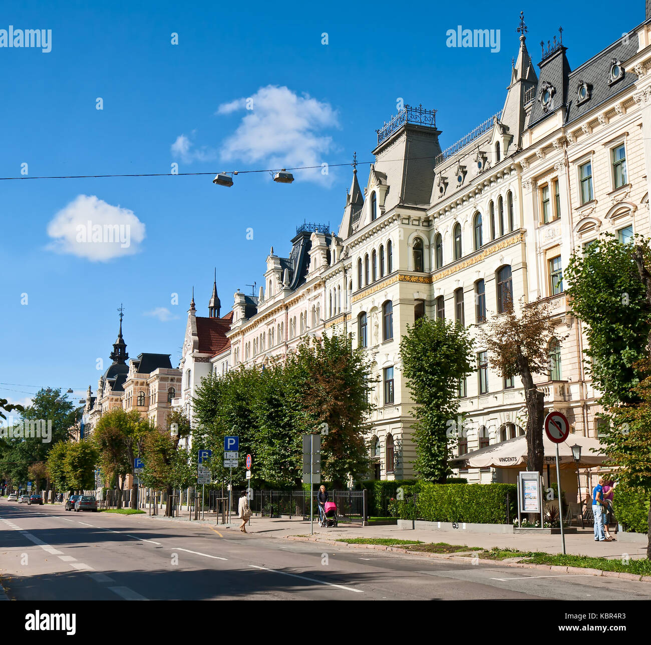 RIGA, Lettland - 01 September, 2014 - Art Nouveau district, Elizabetes street Stockfoto