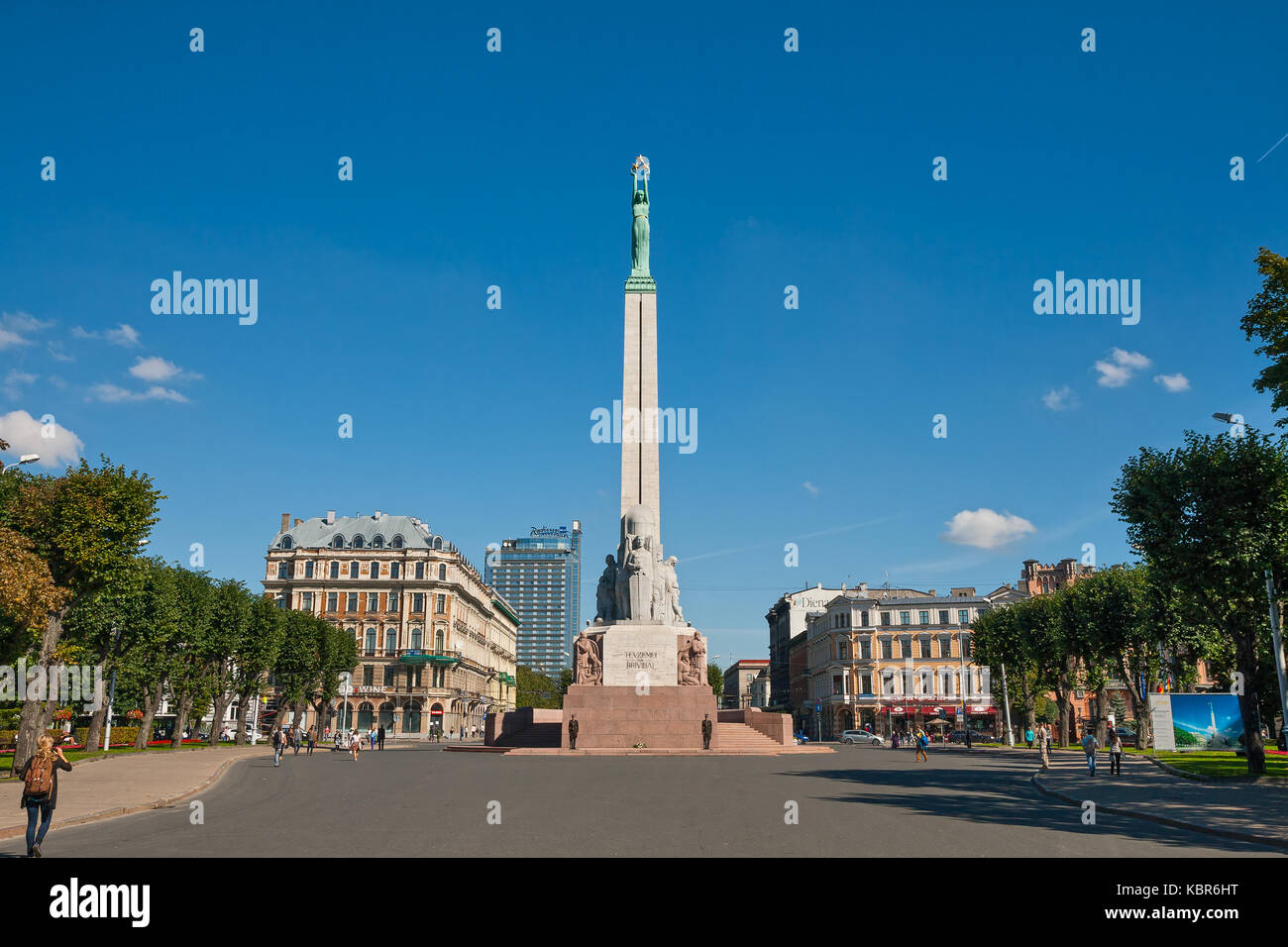 RIGA, Lettland - 04. SEPTEMBER 2014 - Freiheitsdenkmal in Riga, Lettland. Stockfoto