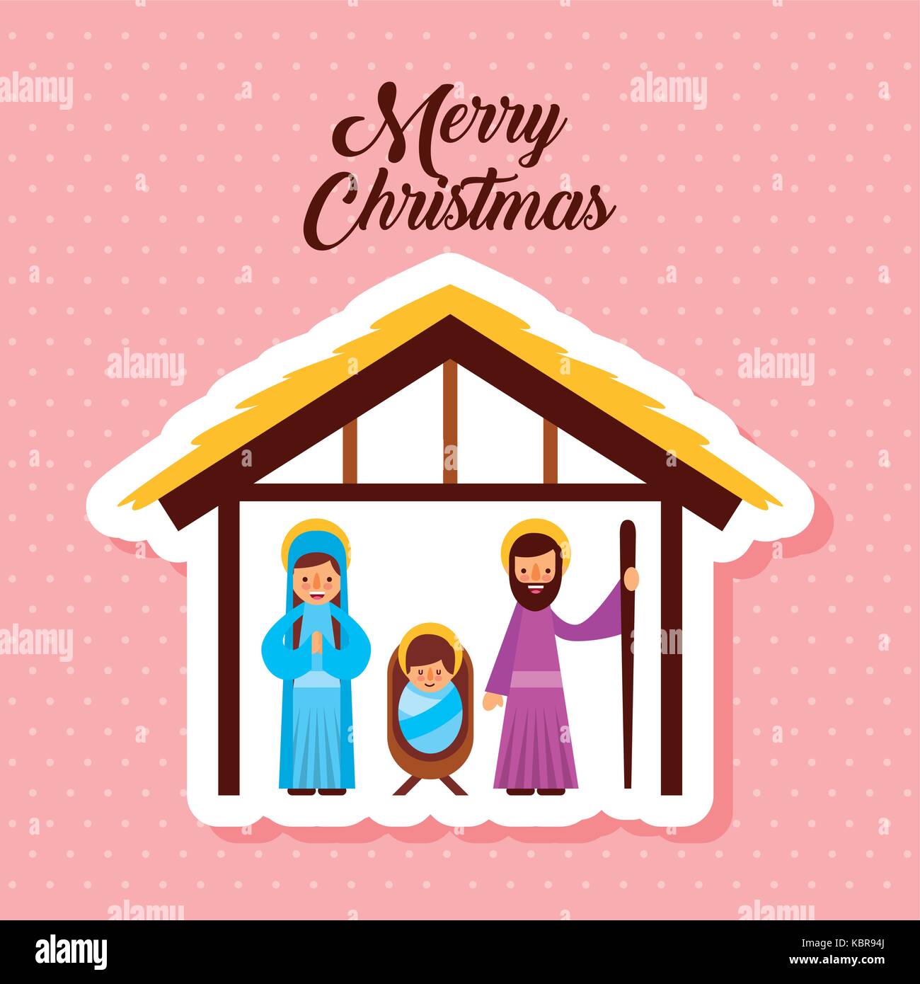 Frohe Weihnachten heilige Familie traditionellen religiösen Szene der Krippe Stock Vektor