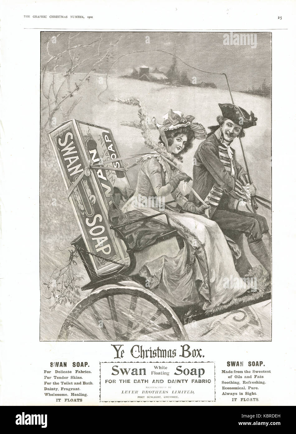 Schwan Soap Weihnachten Werbung, 1900 Stockfoto