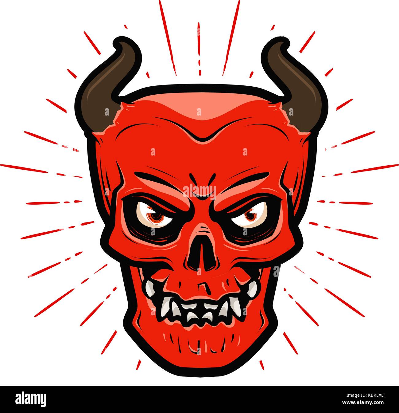 Portrait von Weiblichen Teufel. Halloween, Satan, Luzifer, Hölle, teufelei Symbol. Cartoon Vector Illustration Stock Vektor
