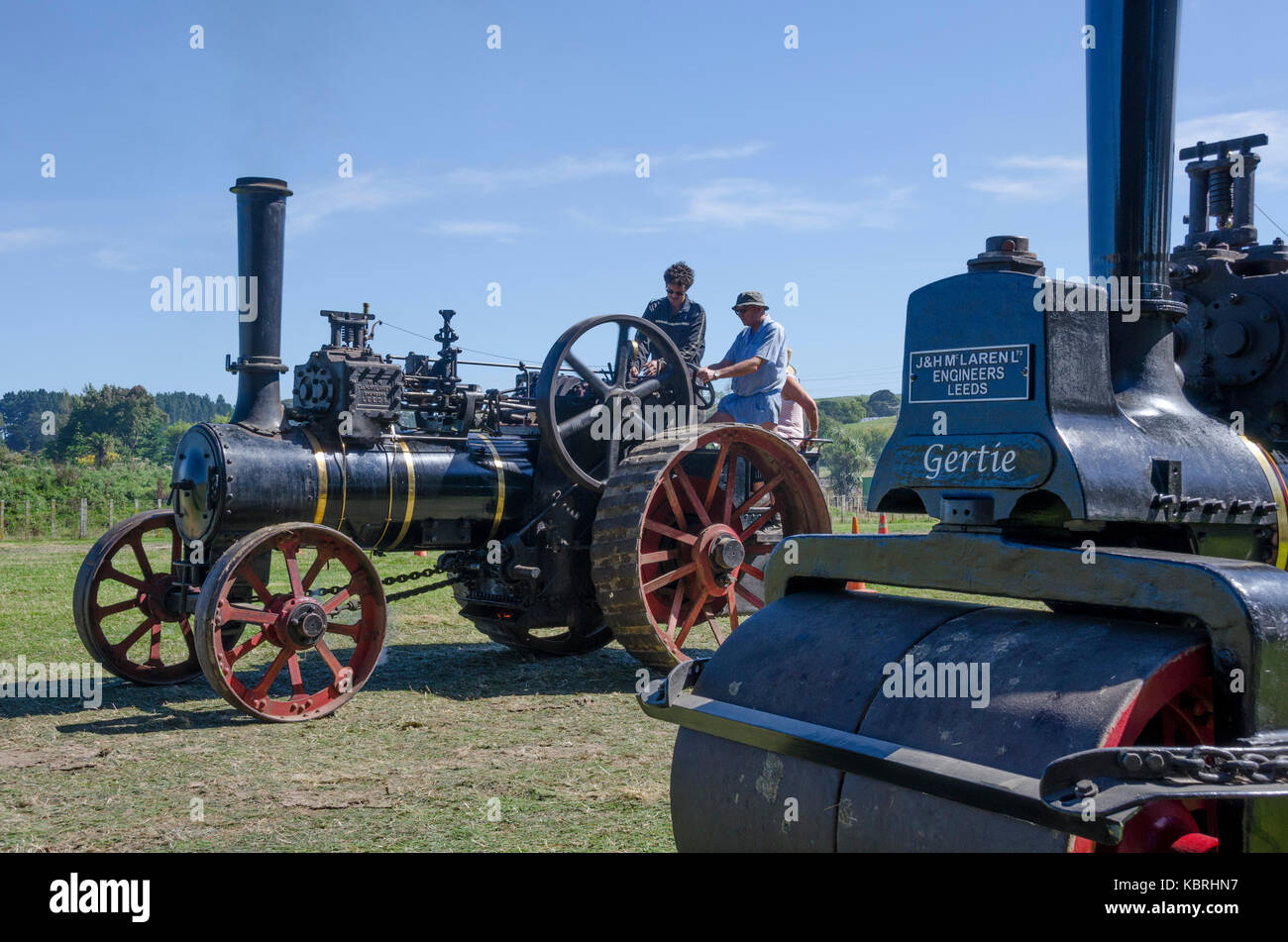 Zugmaschinen bei Steam Fair, Feilding, Manawatu-Wanganui, Neuseeland Stockfoto