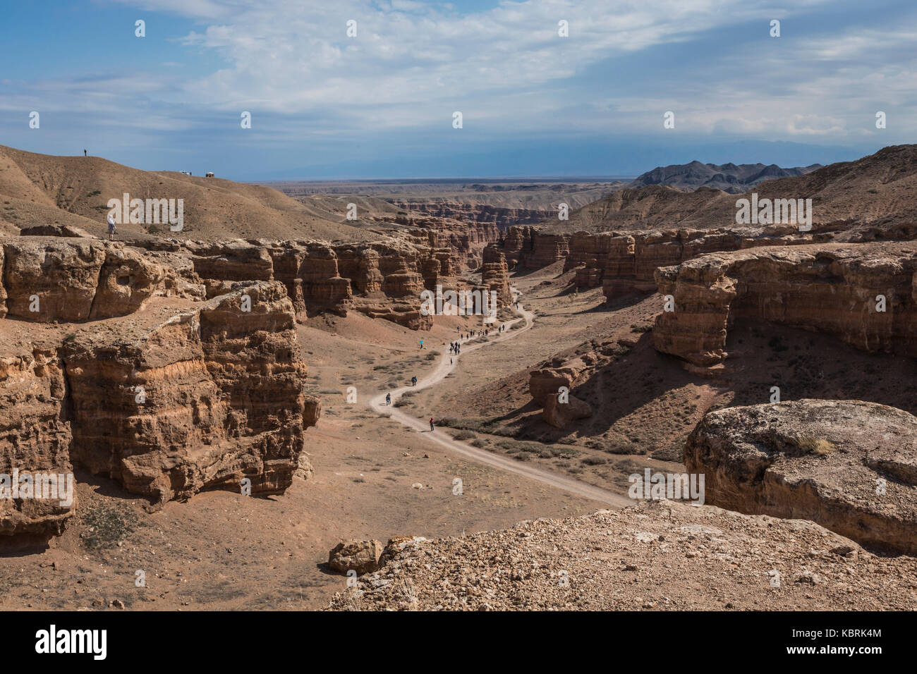 Charyn Canyon und das Tal der Burgen, Nationalpark, Kasachstan. Stockfoto