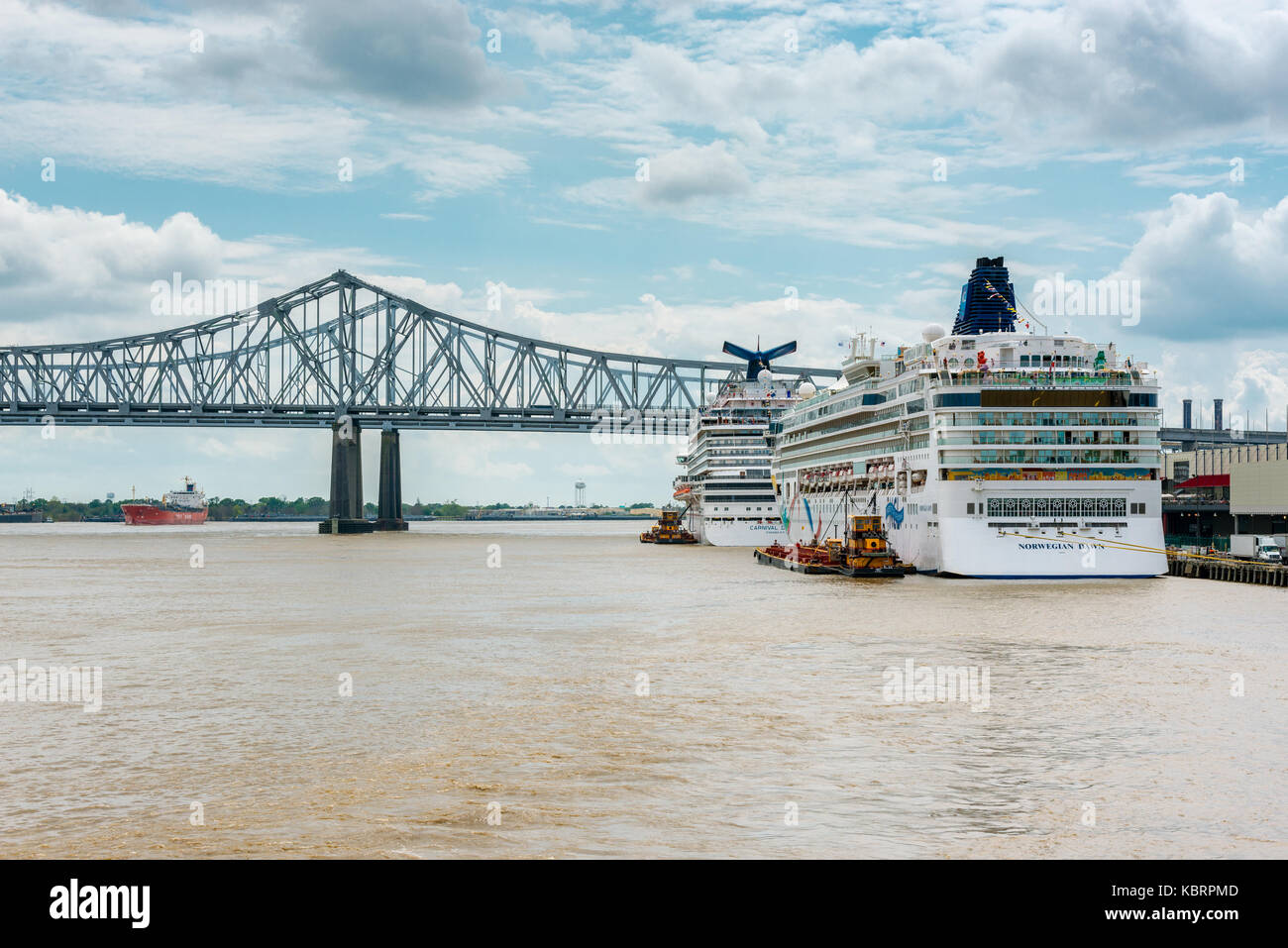 Kreuzfahrtschiffe in den Mississippi River in New Orleans, Louisiana, USA Stockfoto