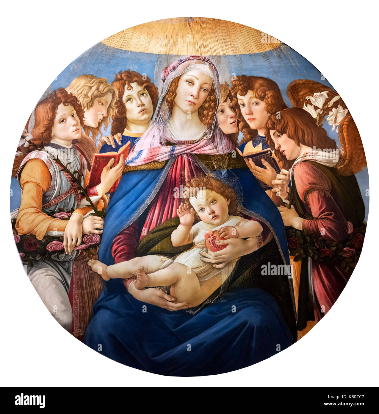Madonna der Granatapfel von Sandro Botticelli (Alessandro di Mariano di Vanni Filipepi, c) 1445-1510 Tempera auf Holz, c 1487 Stockfoto
