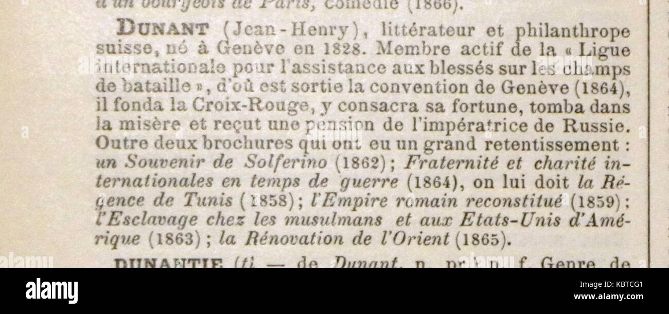 Henry Dunant selon Nouv Larousse (1912 ca.) Stockfoto