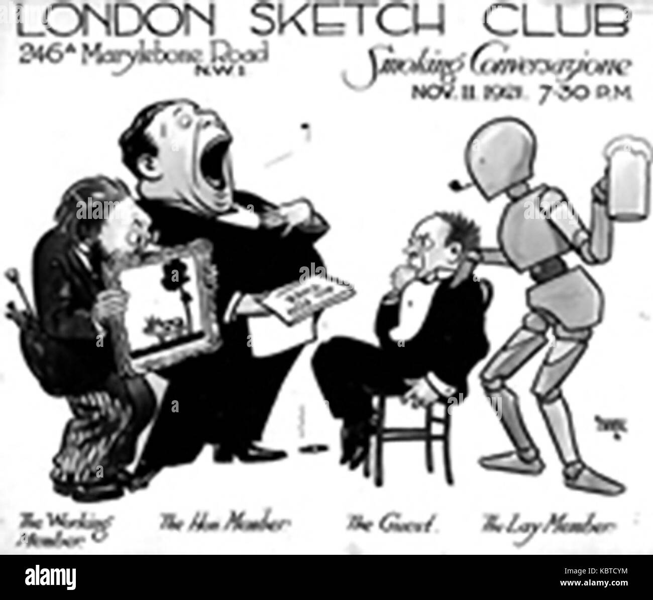 Alfred Leete London Skizze Club 1921 einladen Stockfoto