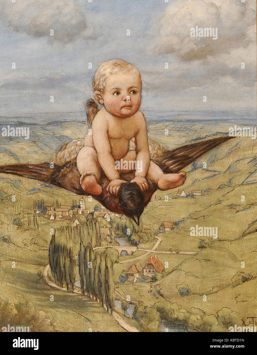 Hans Thoma Ritt mit dem Vogel (1885) Stockfoto Hans Thoma Ritt mit dem Vogel (1885) Stockfoto
