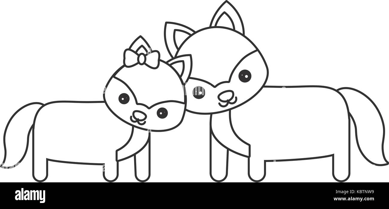 Nettes Paar von füchsen Symbol auf weißem Hintergrund Vector Illustration Stock Vektor