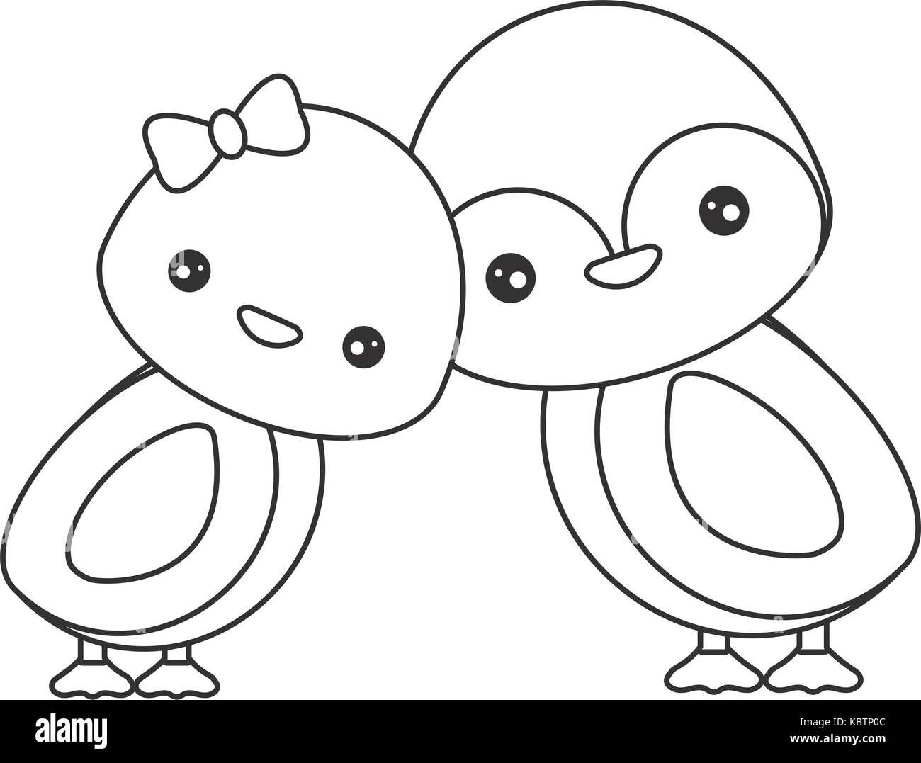 Nettes paar Enten Symbol auf weißem Hintergrund Vector Illustration Stock Vektor