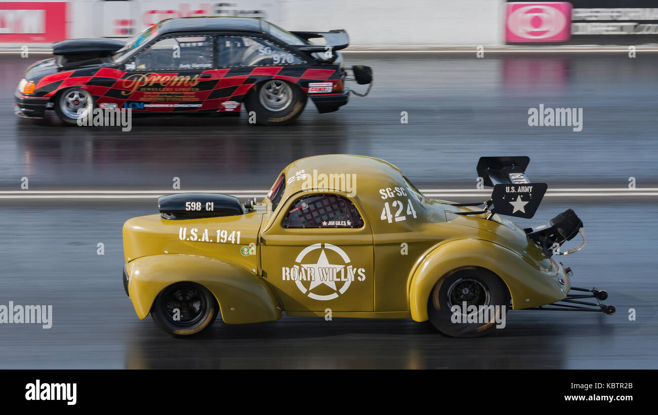 Drag Racing 1/4 Meile Santa Pod Stockfoto