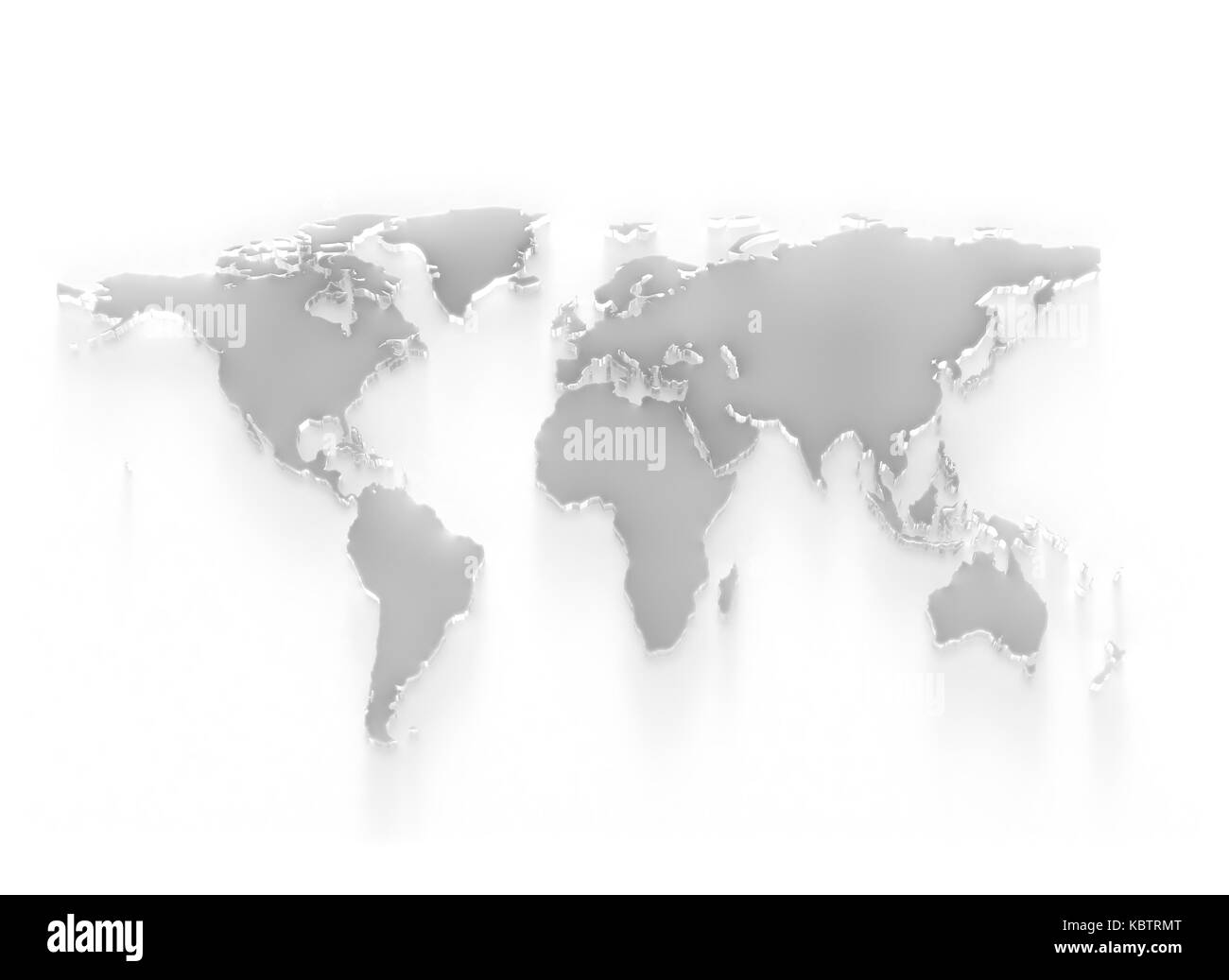 Glas Weltkarte isoliert auf weißem Stockfoto