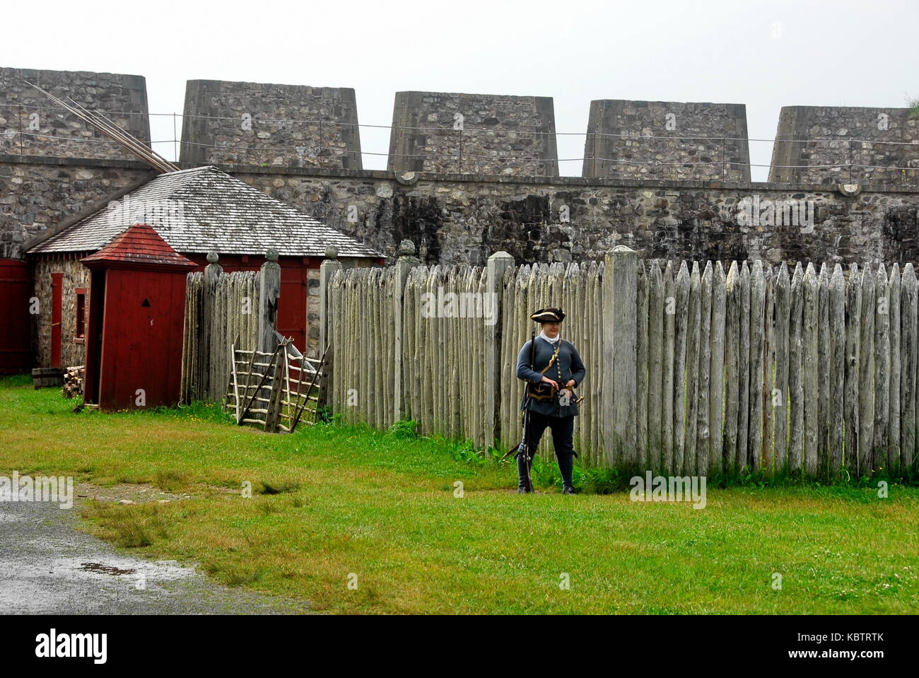 King's Bastion Kaserne an der Living History Museum der Französischen Festung Louisbourg auf Cape Breton Island, Nova Scotia, Kanada Stockfoto