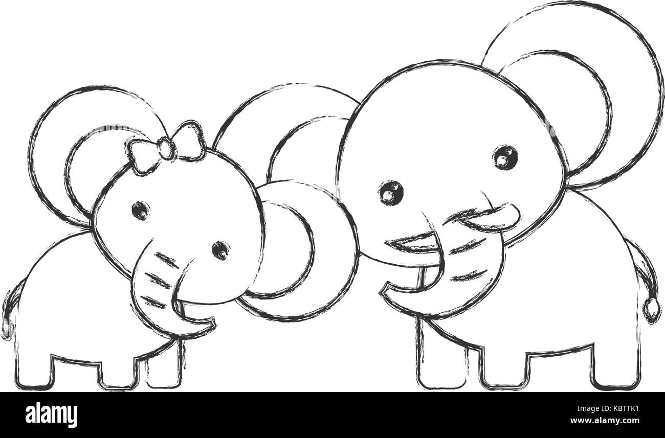 Nettes Paar von Elefanten Symbol auf weißem Hintergrund Vector Illustration Stock Vektor