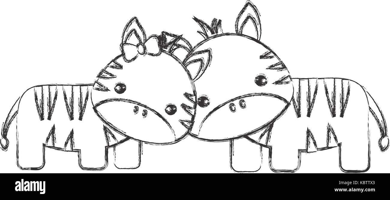 Nettes Paar von Zebras Symbol auf weißem Hintergrund Vector Illustration Stock Vektor