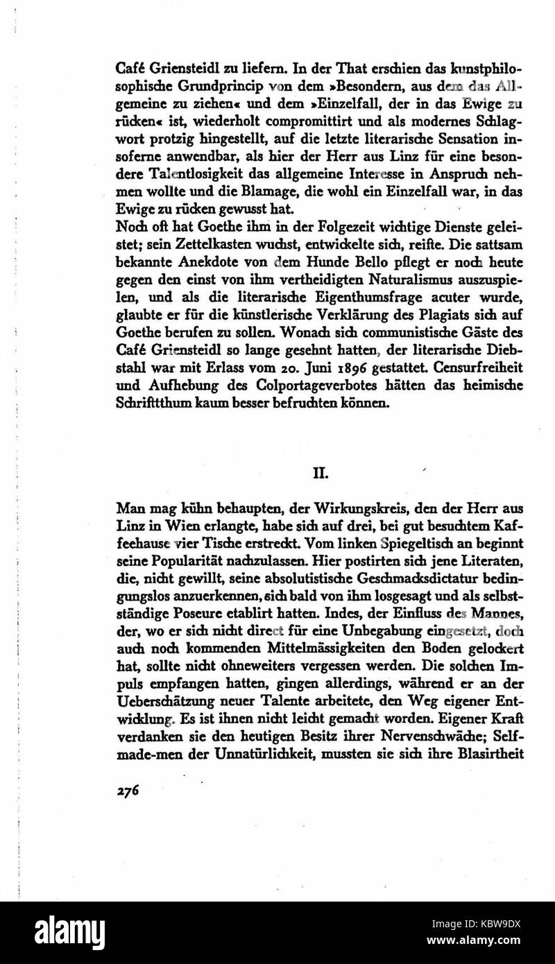 Es handelt sich dabei um eine Verweise auf „de die demolirte Literatur“ von Kraus, ein Werk, das die Literatur und ihren Zerfall in der modernen Gesellschaft kritisiert. Stockfoto