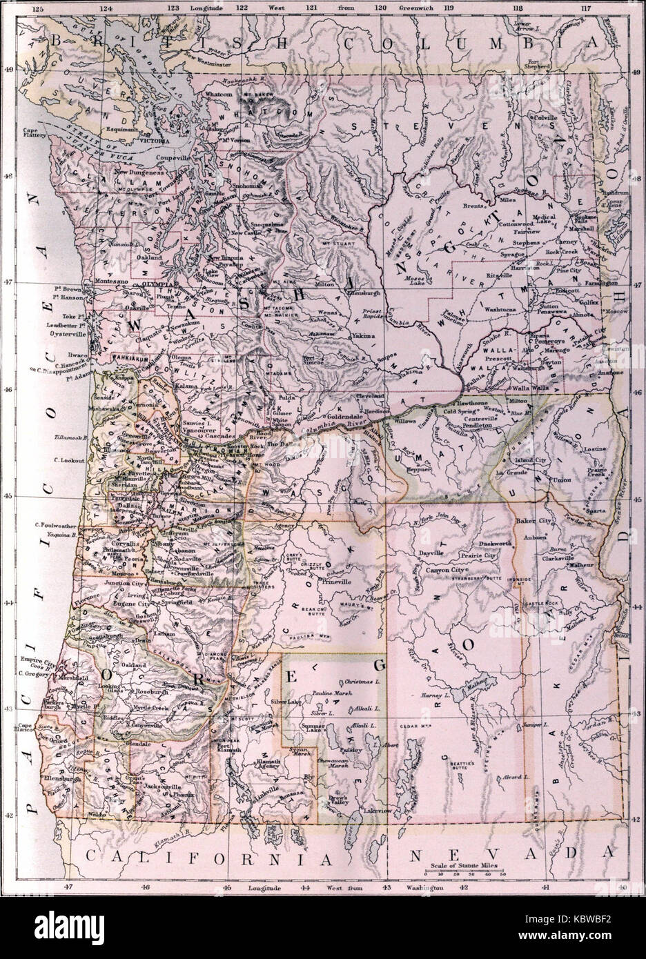 EB 9 Oregon Karte Stockfoto