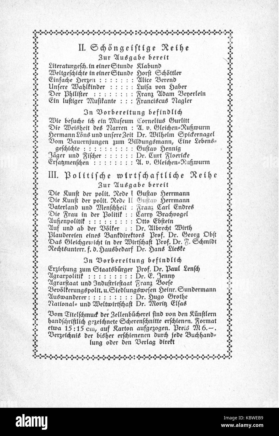 Klabund Deutsche / in einer Stunde 099 Stockfoto