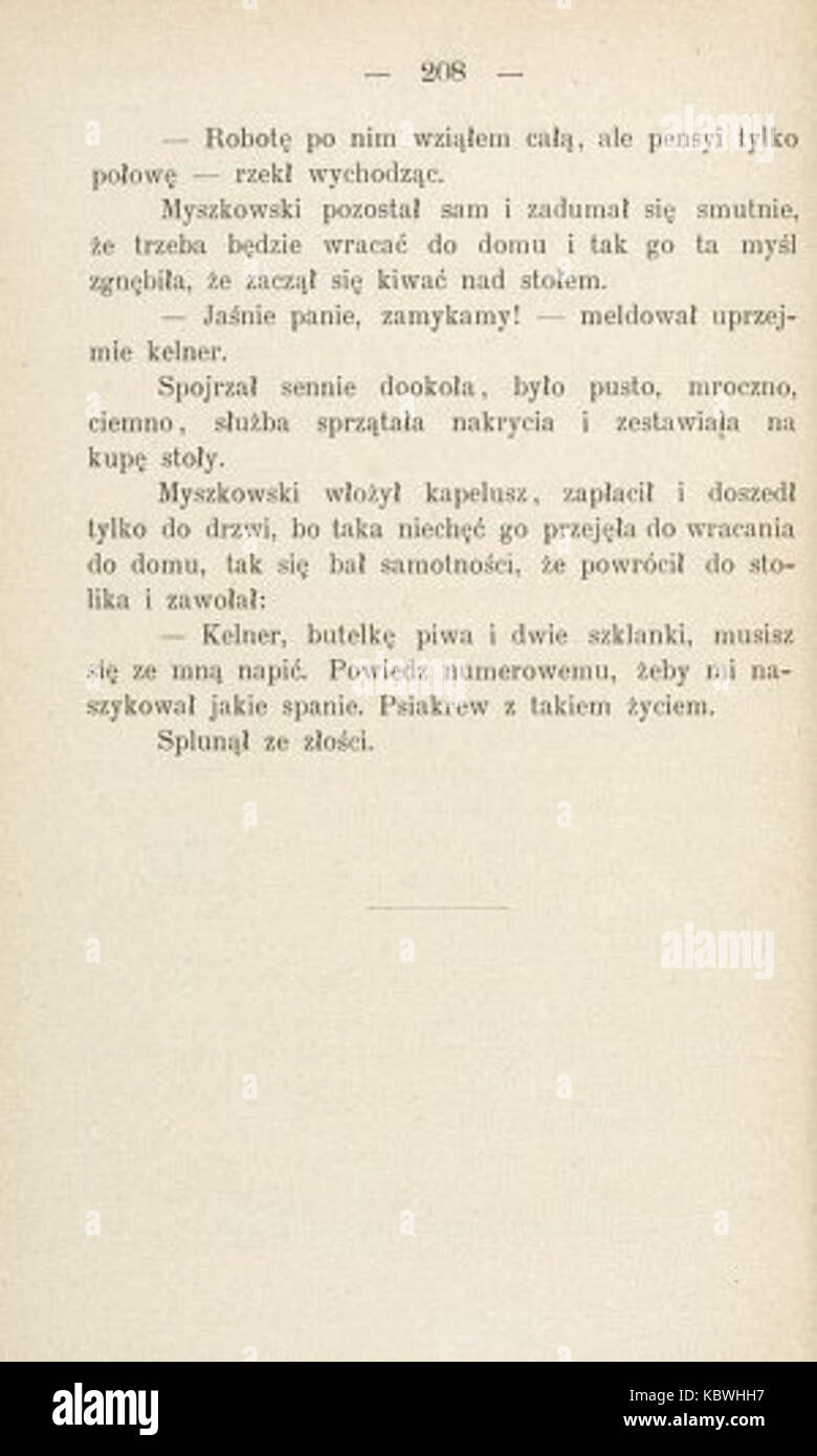 Dieses Bild bezieht sich auf einen Abschnitt aus „Ziemia obiecana“ (das gelobte Land) von Władysław Reymont. Das Buch erforscht das Leben der Arbeiter in einer polnischen Industriestadt des 19. Jahrhunderts und bietet eine Momentaufnahme der Industrialisierung. Stockfoto
