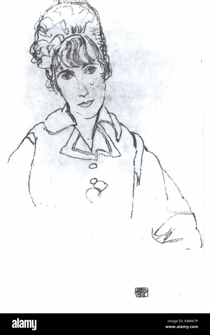Dieses Bild aus dem Jahr 1915 zeigt Edith Schiele, die Ehefrau des österreichischen Malers Egon Schiele. Sie war ein häufiges Thema in seiner Arbeit und spielte eine zentrale Rolle in seinem persönlichen und künstlerischen Leben. Stockfoto Dieses Bild aus dem Jahr 1915 zeigt Edith Schiele, die Ehefrau des österreichischen Malers Egon Schiele. Sie war ein häufiges Thema in seiner Arbeit und spielte eine zentrale Rolle in seinem persönlichen und künstlerischen Leben. Stockfoto