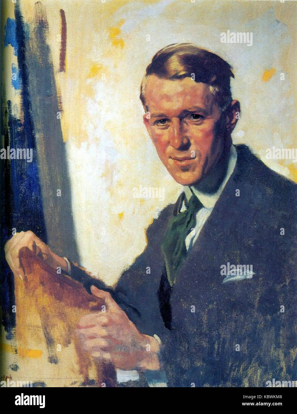 T.E. Lawrence, bekannt als Lawrence von Arabien, wird in einem berühmten Porträt von William Orpen dargestellt. Dieses Gemälde fängt Lawrences charakteristische Merkmale und Persönlichkeiten ein und spiegelt seine Bedeutung in der britischen Militärgeschichte während des Ersten Weltkriegs wider Stockfoto