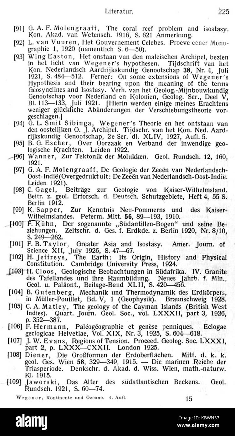 De Wegener Kontinente 225 Stockfoto