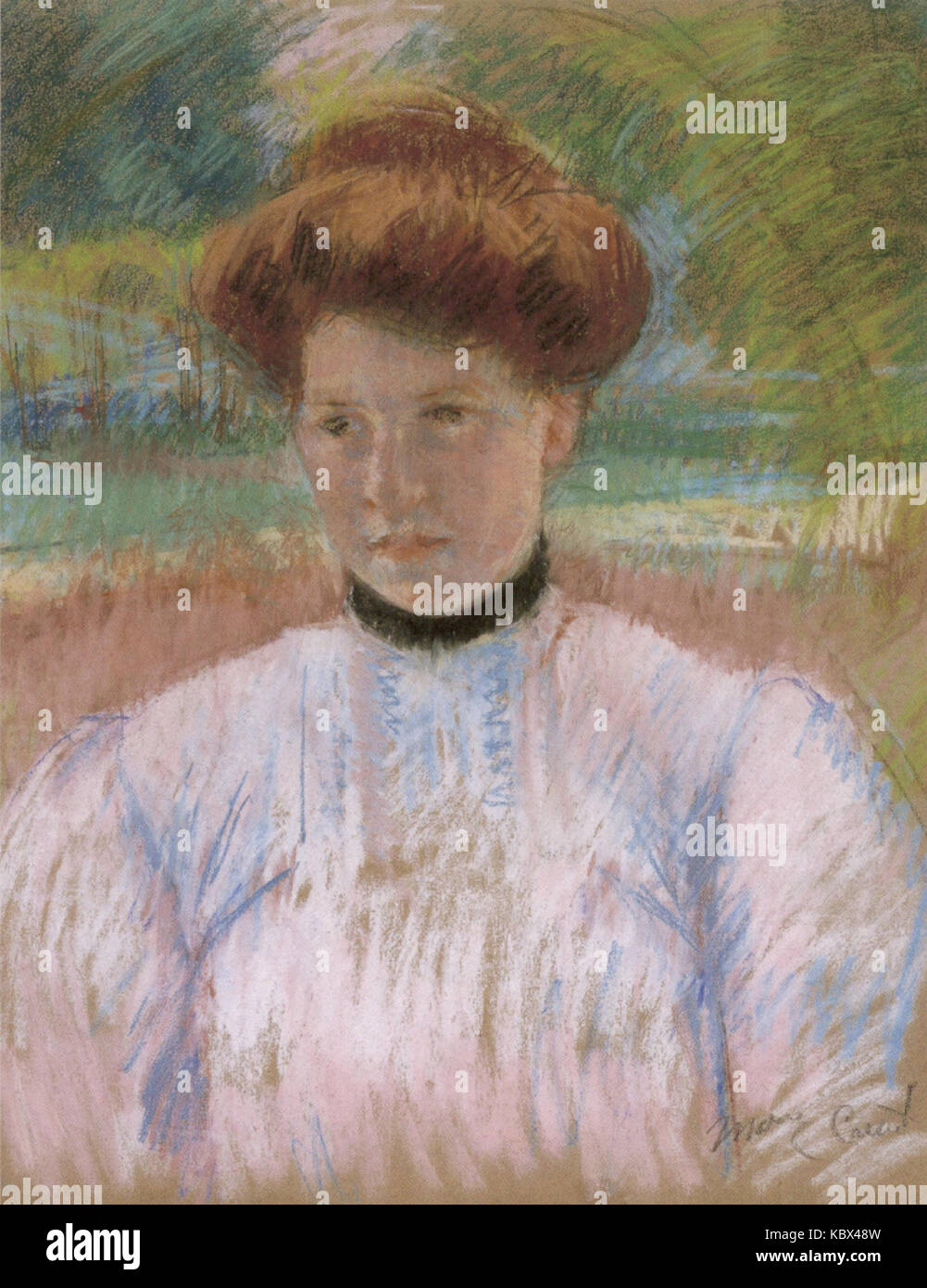 Mary Cassatt "Junge Frau mit Auburn Haar in eine rosa Bluse", Pastell auf Papier, 1895, Honolulu Academy of Arts Stockfoto