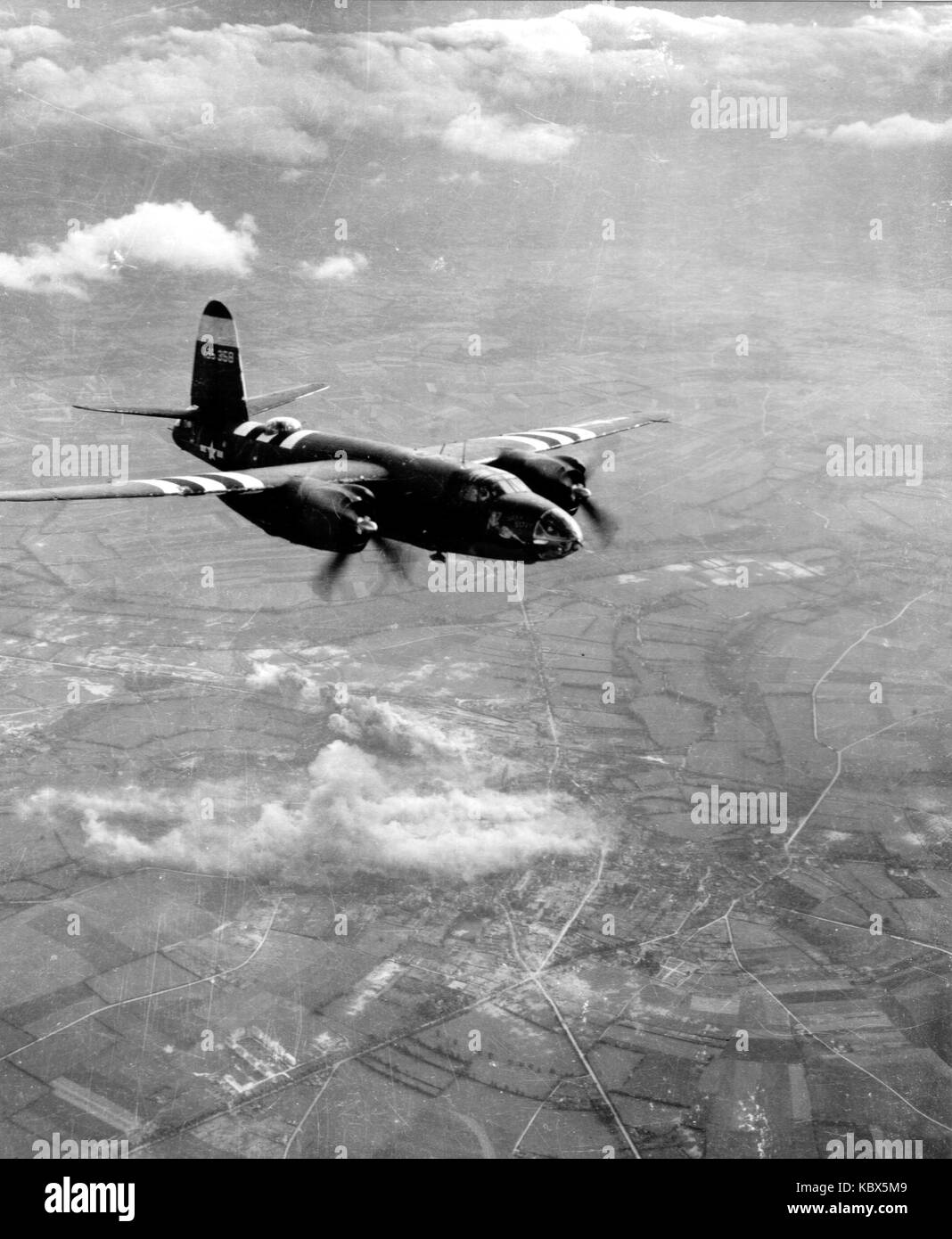 Martin B 26 Marauder. Amerikanische Bomber Flugzeug in Aktion während des Zweiten Weltkrieges Stockfoto