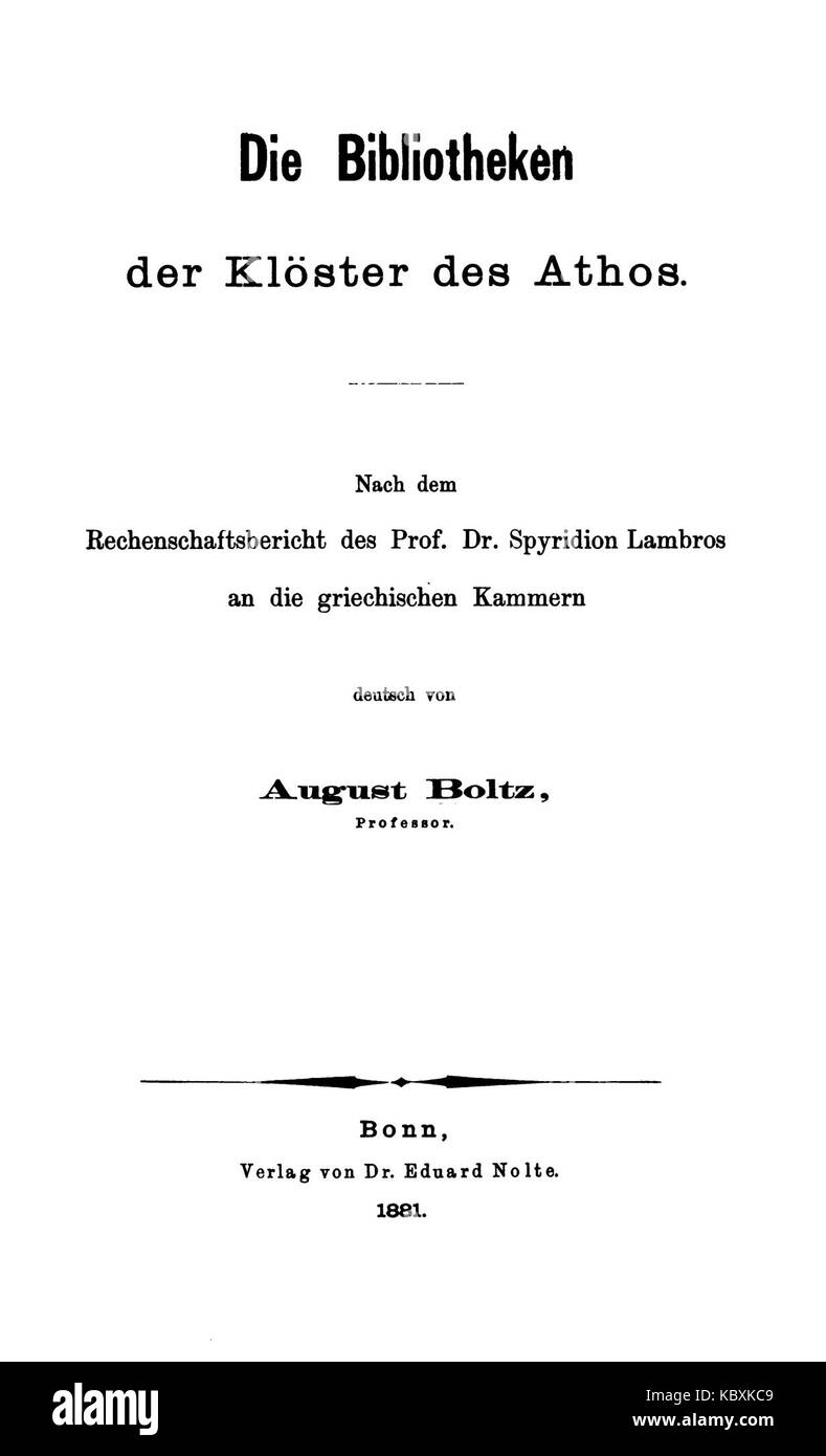 Dieses Bild bezieht sich wahrscheinlich auf ein historisches Foto oder eine Darstellung von Athos von DE Lambros, das möglicherweise mit der griechischen Geschichte, Kunst oder Kultur in Zusammenhang steht. Stockfoto