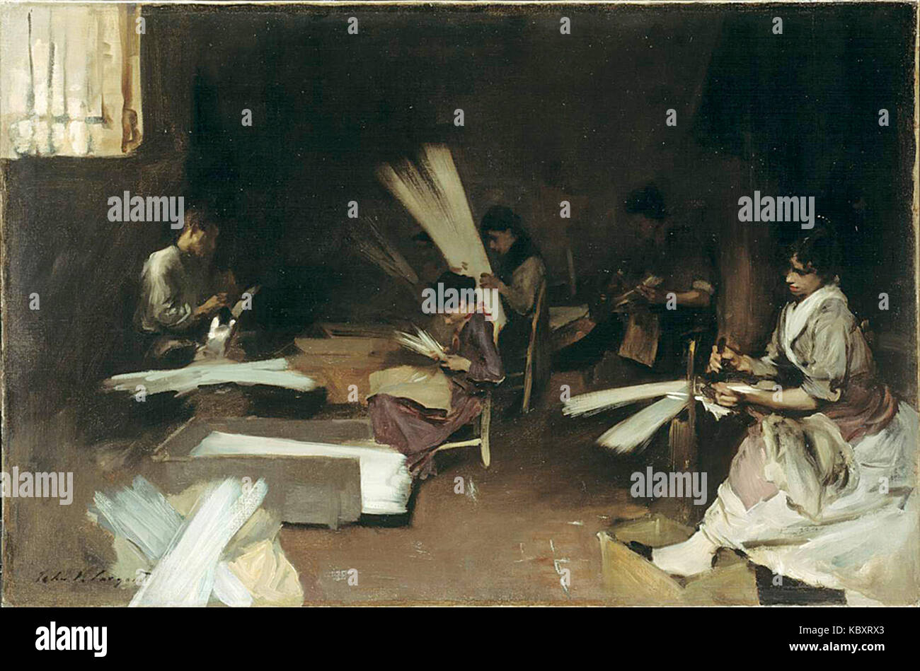 John Singer Sargents Gemälde „Venezianische Glasarbeiter“ fängt Kunsthandwerker in Venedig bei der Arbeit ein und zeigt das Können und die Tradition der Glasherstellung. Stockfoto