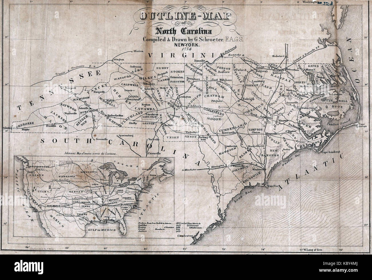 1854 North Carolina Stockfoto