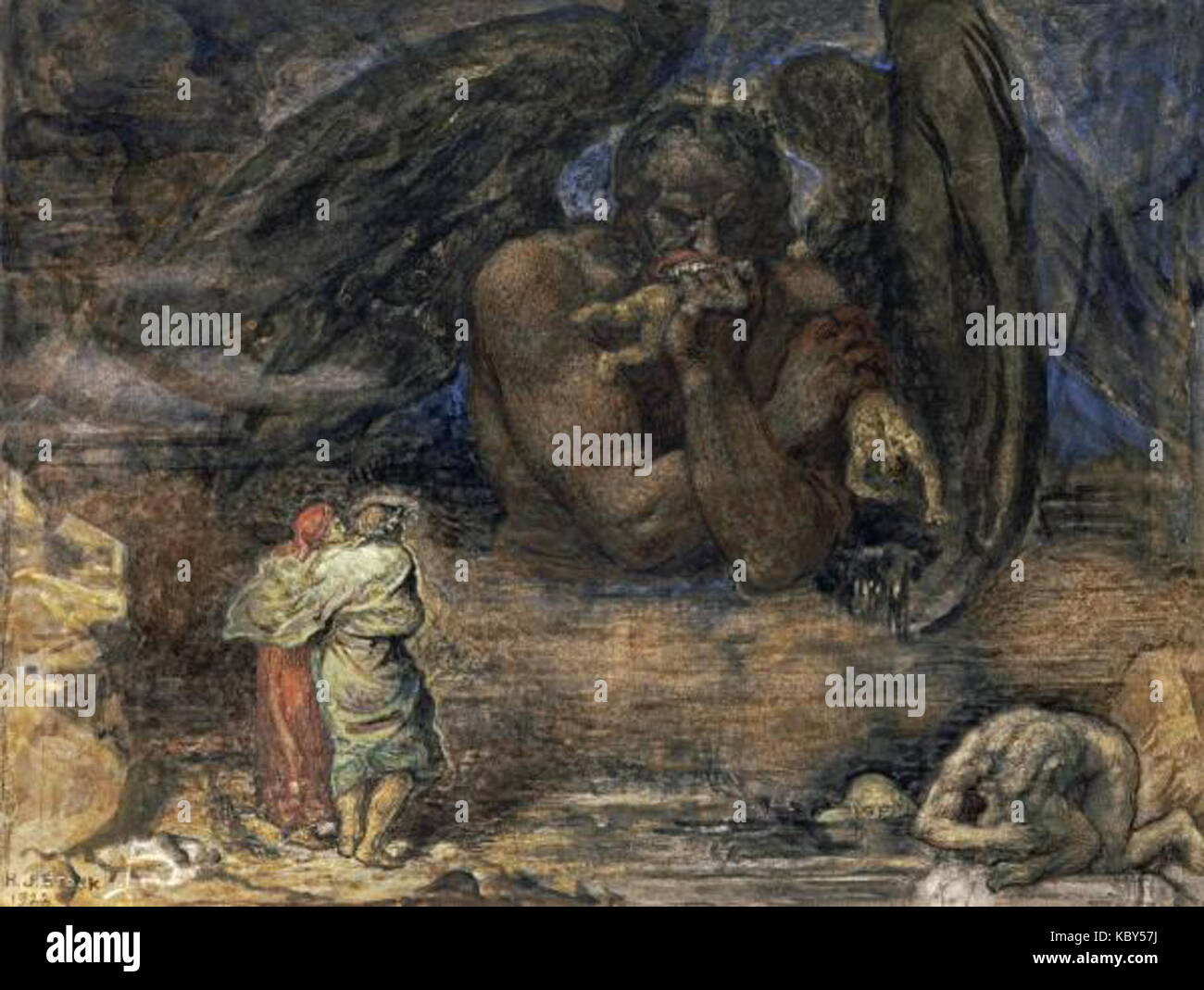 Henry John lieferbar Dante und Vergil Begegnung Luzifer in die Hölle Stockfoto
