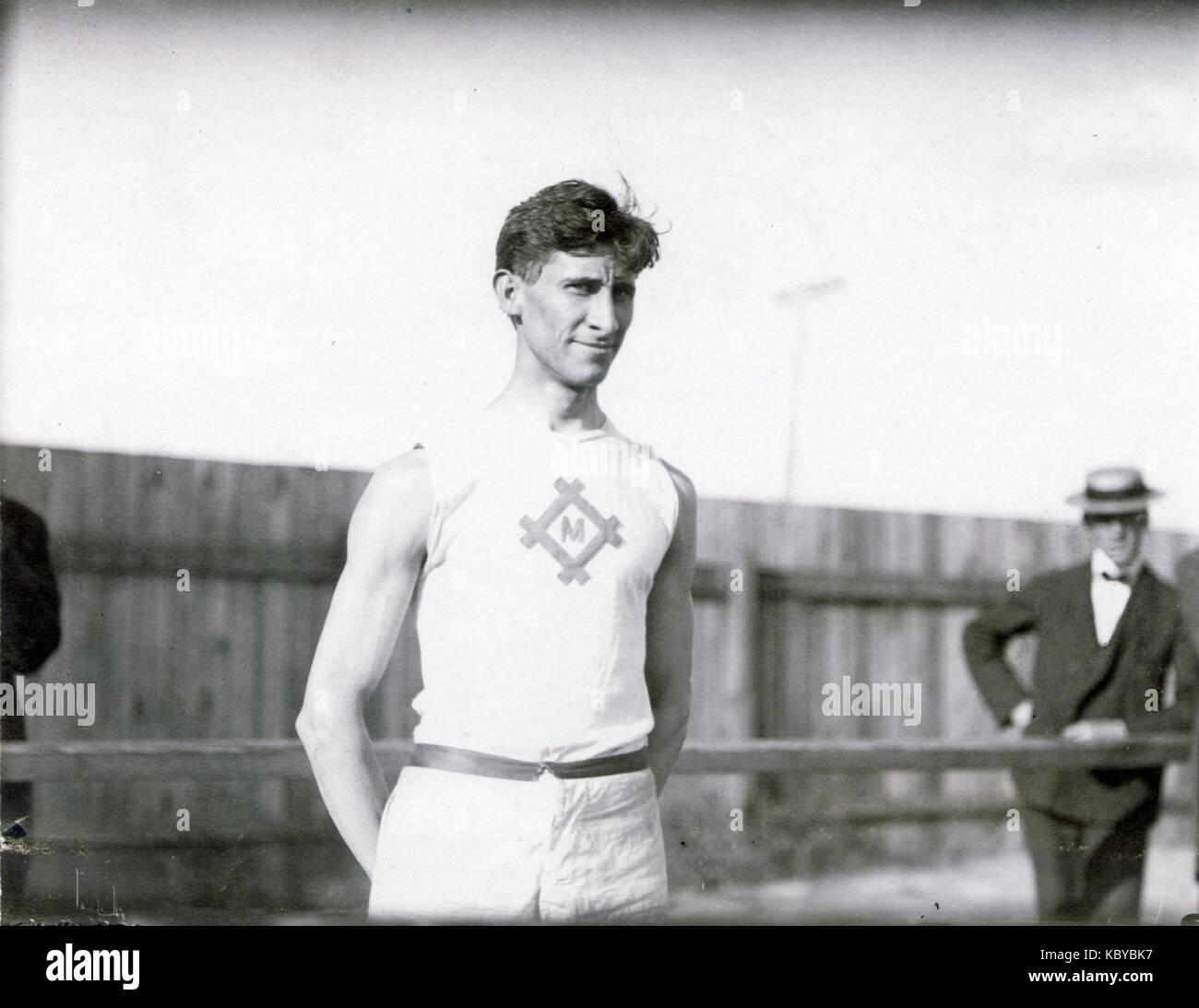 1904 Olympics Fredrick Schule, Milwaukee Athletic Club, Olympiasieger, 110 Meter Hurdle Race Stockfoto