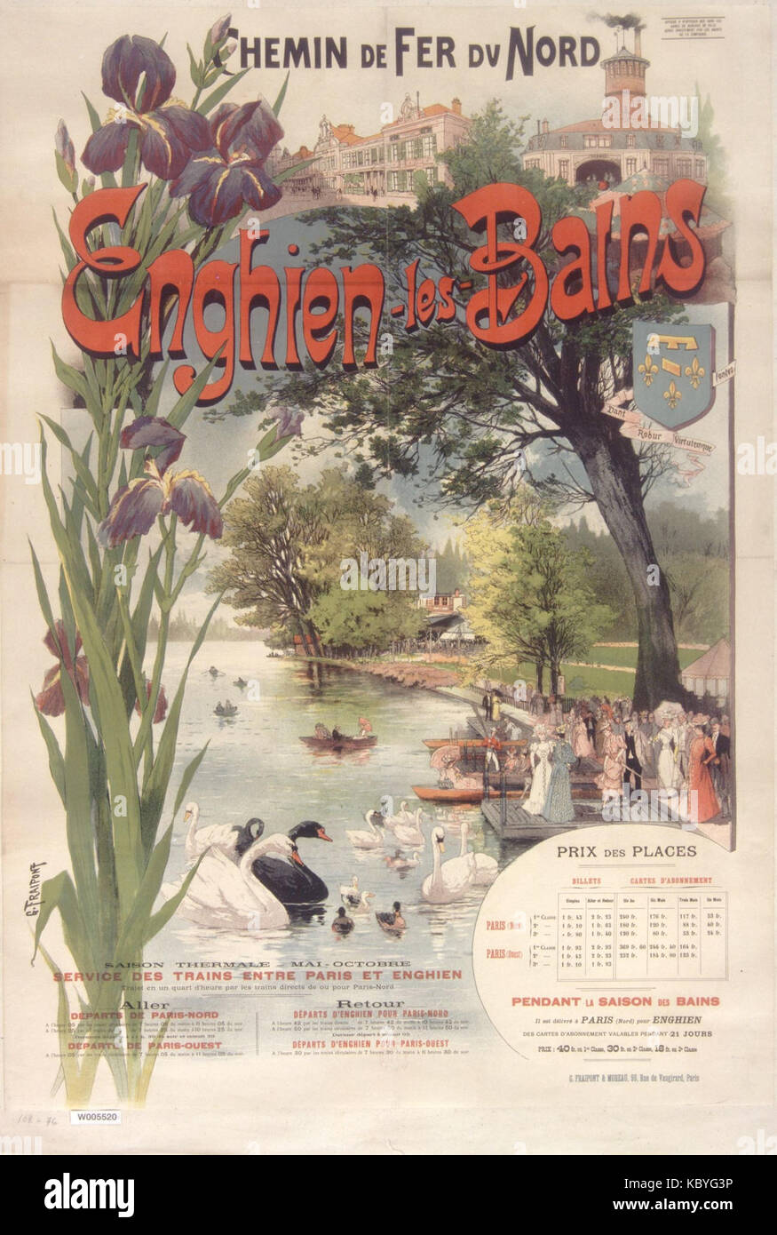 Affiche Chemin de Fer du Nord Enghien-les-Bains Stockfoto
