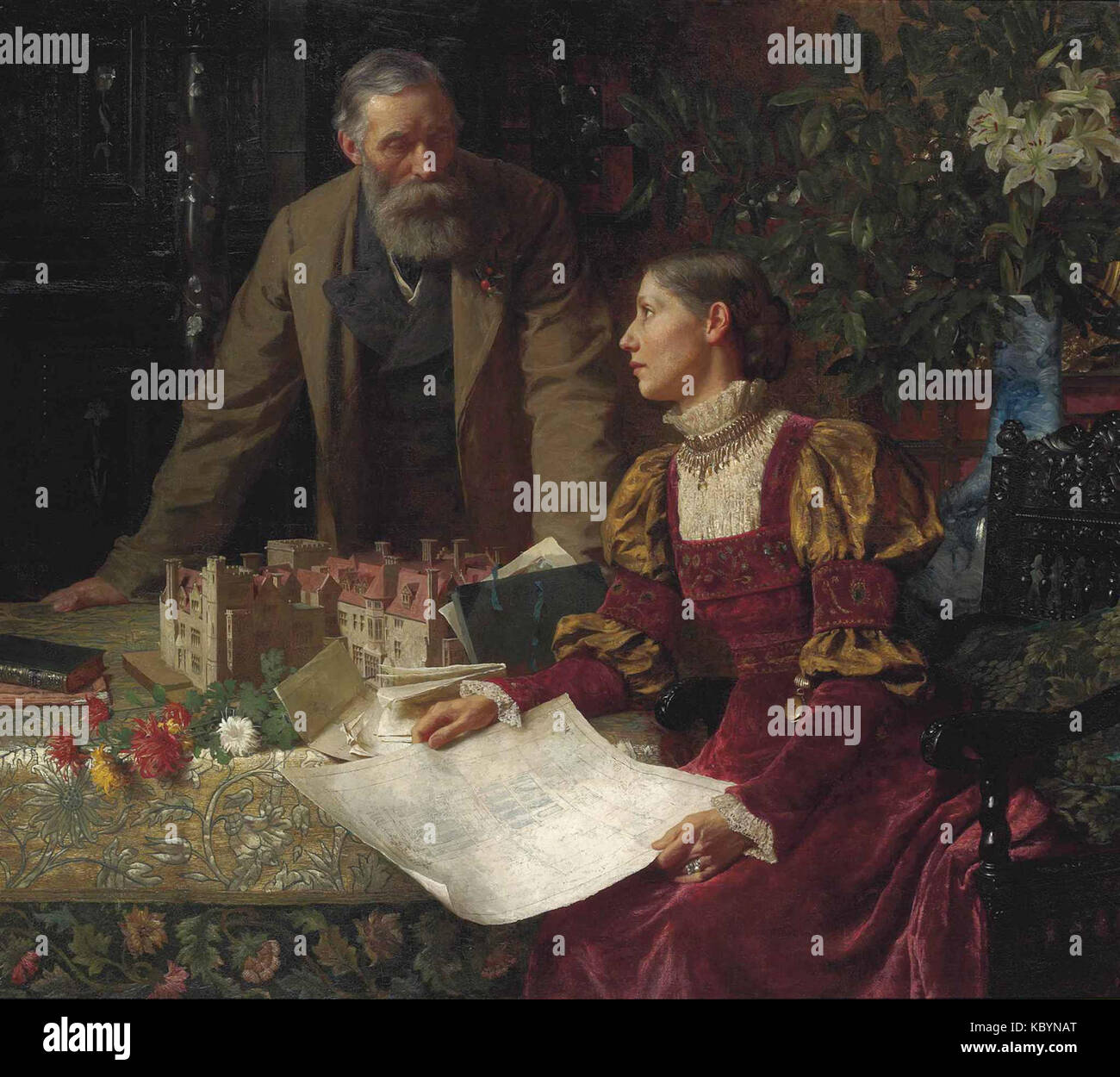 Frank Dicksee die Bauherren Stockfoto