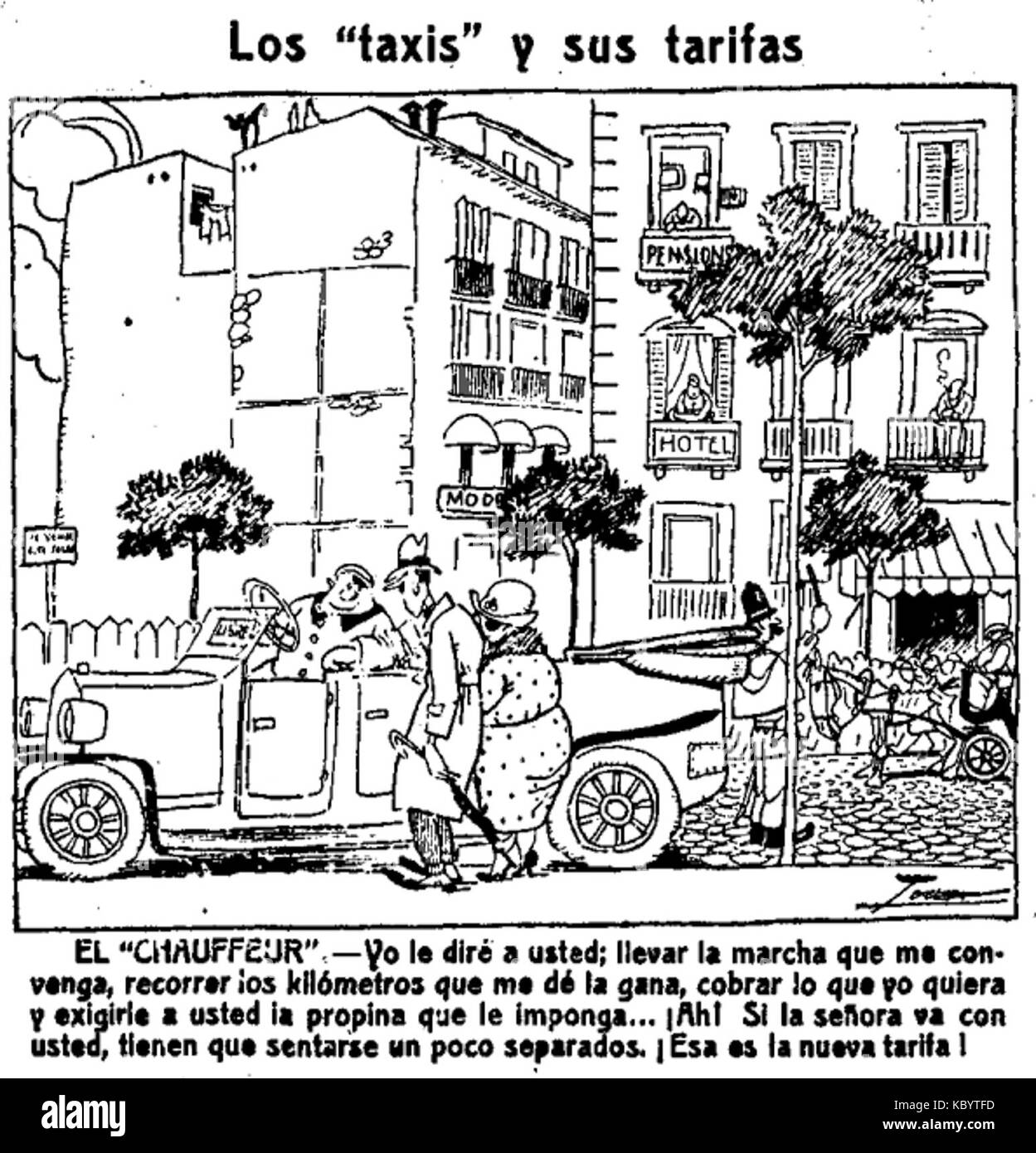 Los Taxis y sus Tarifas, de Tovar, La Voz, 20 de Mayo de 1921 Stockfoto