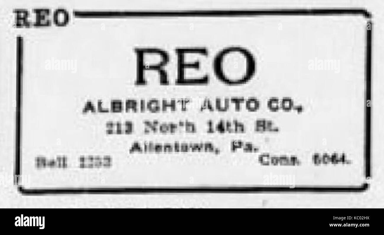 1917 Albright Auto Firma Zeitung Anzeige Allentown PA Stockfoto