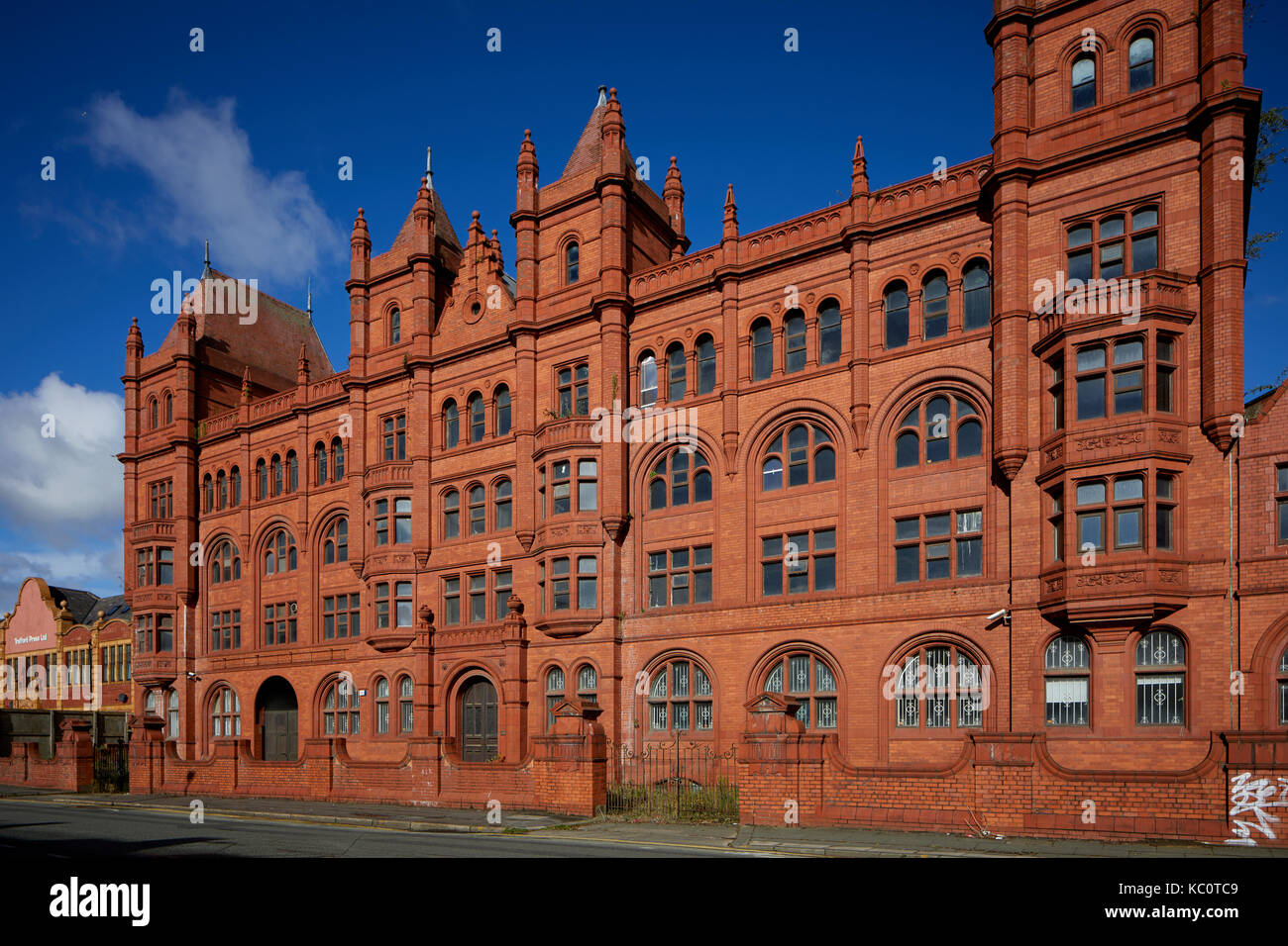 Denkmalgeschützte Backsteingebäude Duckworth die Essenz Factory, Old Trafford 1896 für Duckworth und Co Architekten Briggs und Wostenholme der Blackburn gebaut Stockfoto