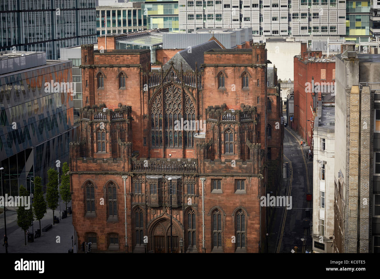 Denkmalgeschützte status John Rylands Library ist eine spät-viktorianischen neo-gotischen Gebäude in Manchester Deansgate von der Universität Manchester beibehalten Stockfoto