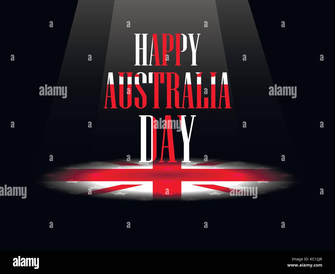 Gerne Australien Tag 26. Januar. Der Text mit der australischen Flagge. Das Licht in der Szene. Vector Illustration Stock Vektor