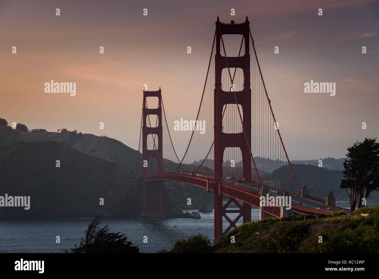 Golden Gate Bridge, San Francisco bei Sonnenuntergang Stockfoto