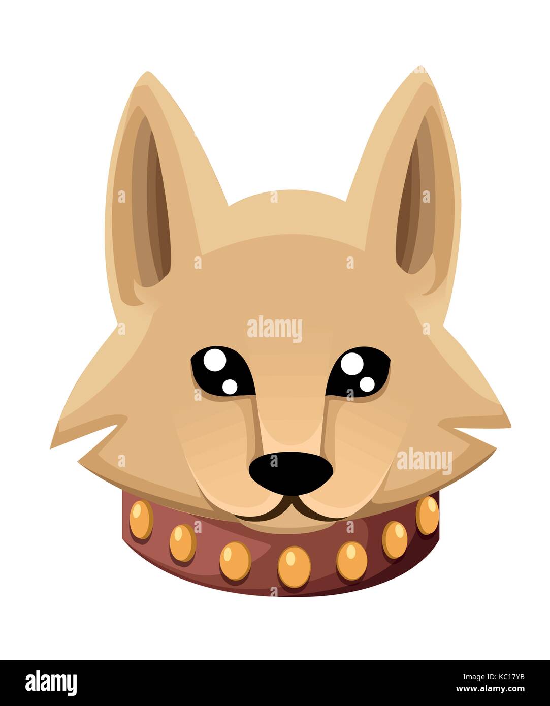 Gesicht des Hundes. Schöne Welpen für Grußkarte, Pet Shop oder Tierkliniken cartoon Welpen sitzen von niedlichen kleinen Hund Halsband tragen. Hund Freund. Vektor Stock Vektor