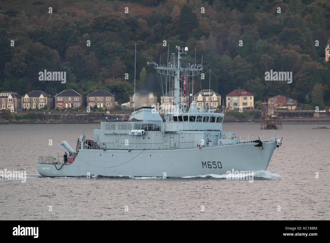 FS Sagittaire (M650), eine Eridan-Klasse (dreigliedrige) Mine, die von der französischen Marine betrieben wird, kommt zur Übung Joint Warrior 17 an. Stockfoto