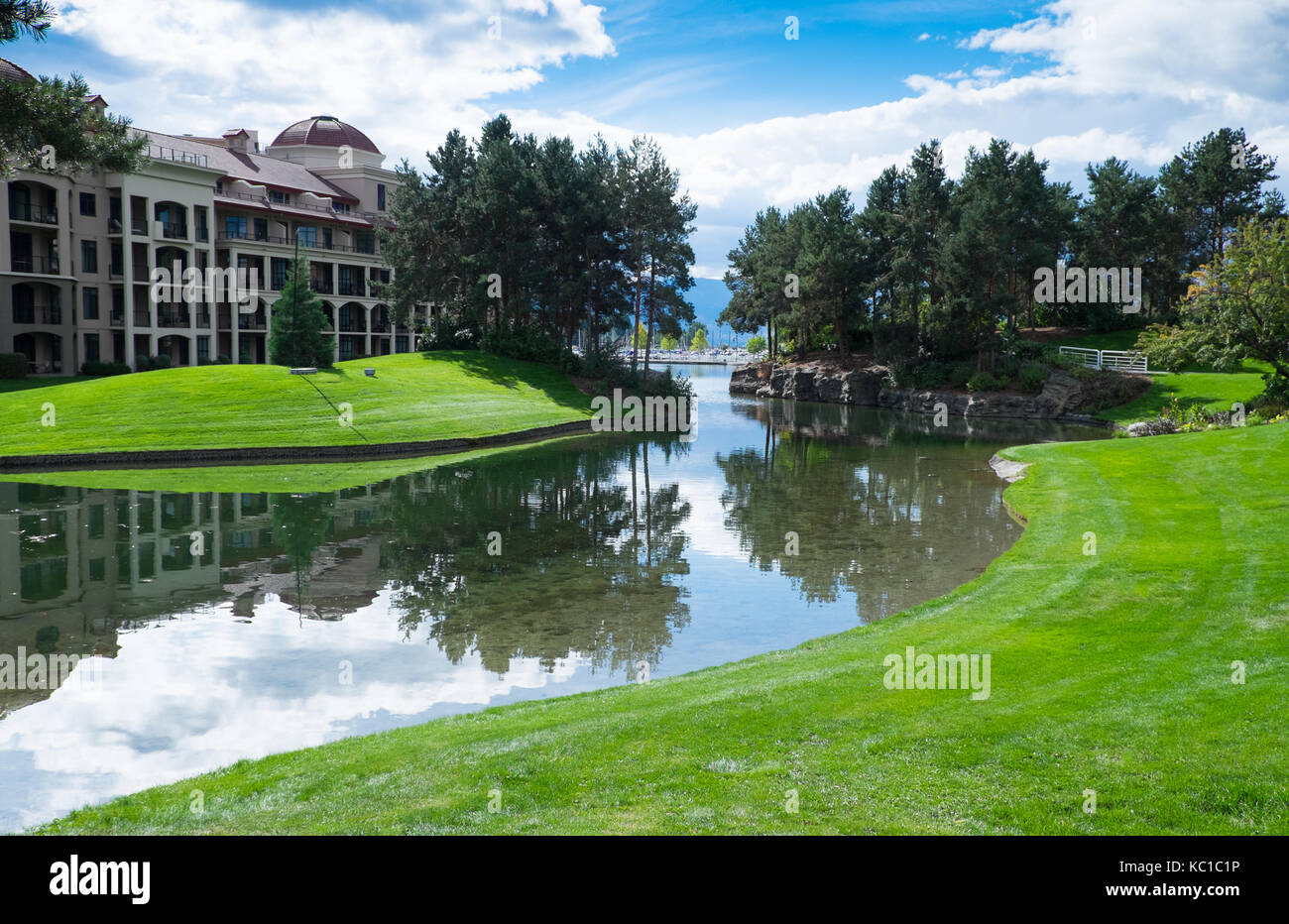Kelowna Waterfront. Weinbau Zentrum von British Columbia Kanada Stockfoto